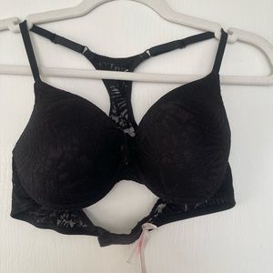 BLACK-TROPICAL LACE PRINT- PINK BRA- RACER BACK-PUSH UP